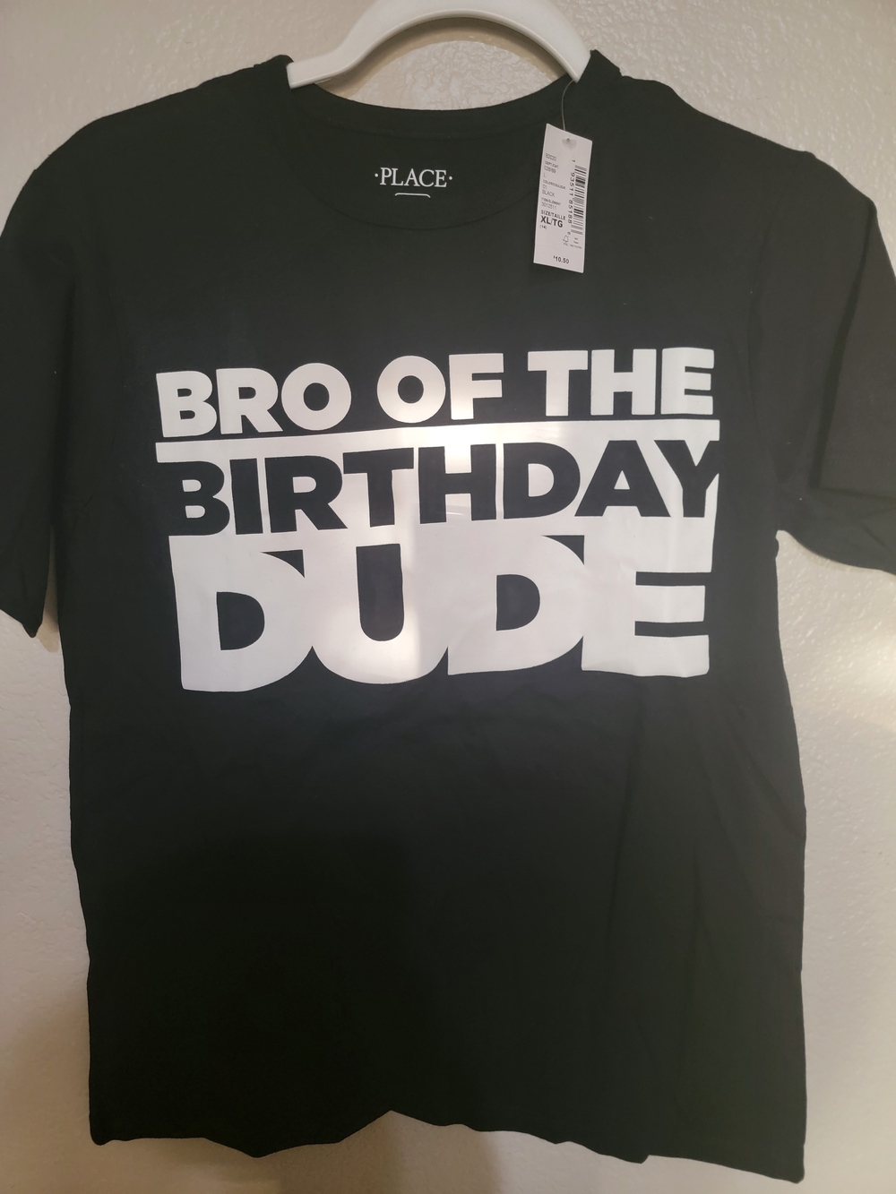 The Children's Place Black Tee with White "Bro of the Birthday Dude" Graphic
